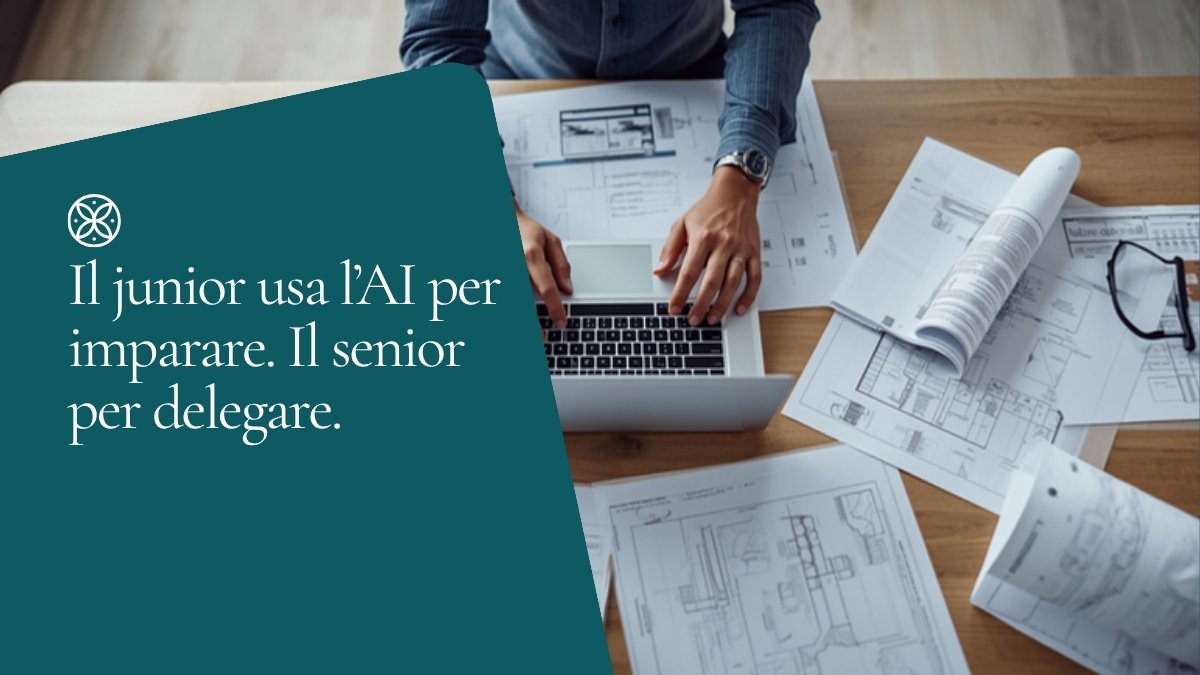 Tavolo di lavoro con planimetrie, caschi e un ingegnere al computer